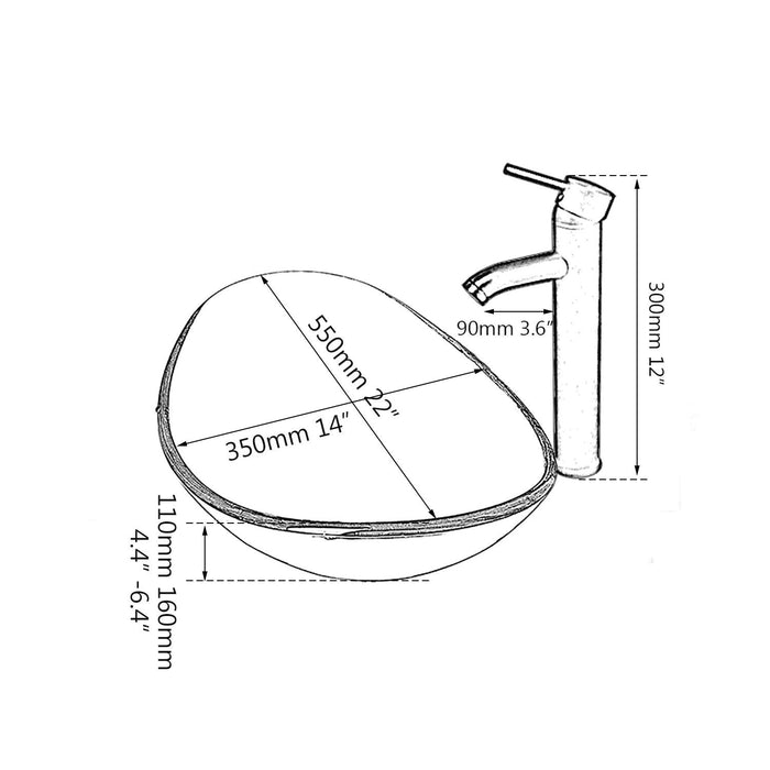 Sleek Chrome Faucet and Oval Glass Sink Ensemble with Pop-Up Drain Assembly