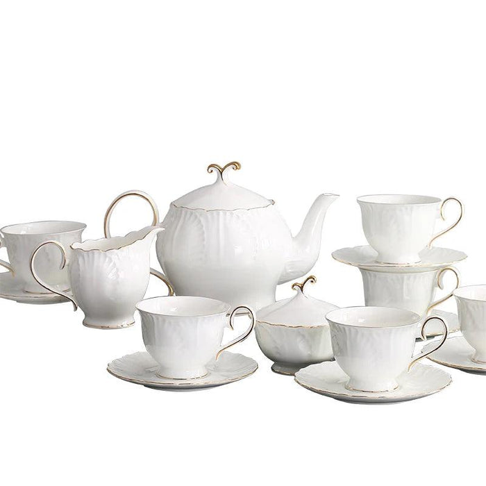 European Elegance Tea Time Set: Premium Bone China Teapot and Coffee Cups