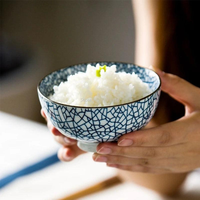 Elegant Japanese Ceramic Ramen and Soup Bowl Set