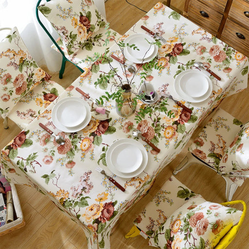 Elegant Chinese Floral Cotton Tablecloth for Stylish Dining and Home Decor