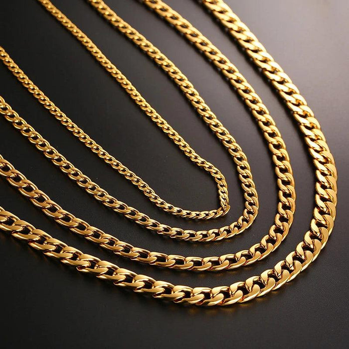 Sleek Urban Style: Men's Black and Gold Stainless Steel Link Necklace