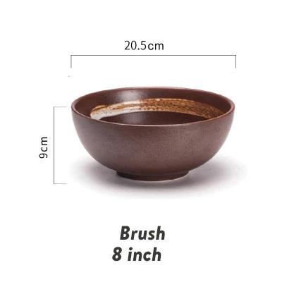 Elegant Japanese Ceramic Ramen and Soup Bowl Set