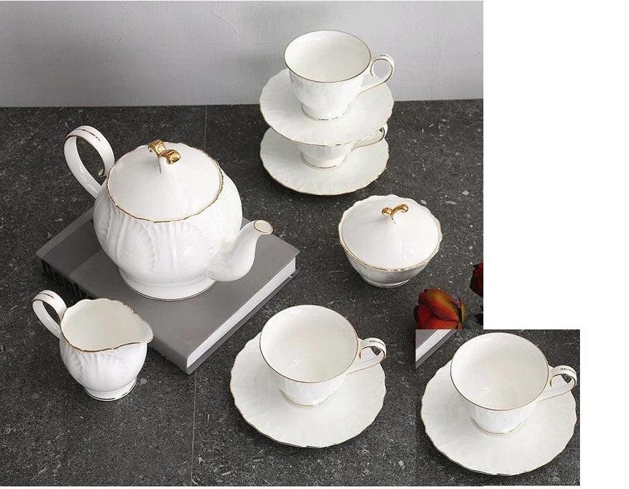 European Elegance Tea Time Set: Premium Bone China Teapot and Coffee Cups