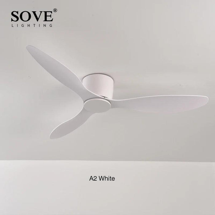 Modern Black and White Remote-Controlled Low Profile Ceiling Fan - 30W DC Motor - No Light - Sleek Design - 220V