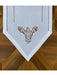 Camellia Elegance: Handcrafted White Hemstitch Table Runner in Linen Look - Available in 16x45" or 16x72" Size