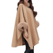 Sophisticated Winter Charm - Opulent Fox Fur Collar Cape Coat for Trendsetting Women