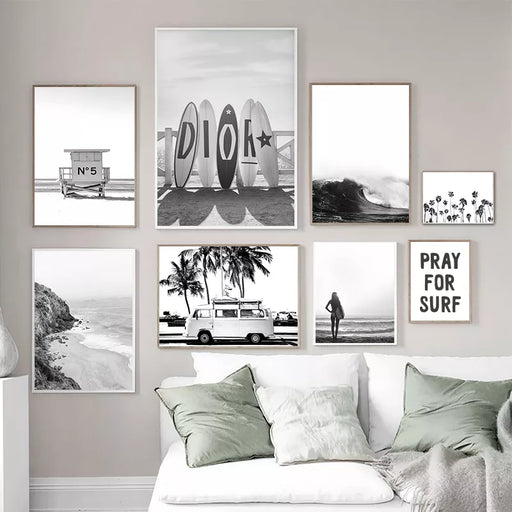 Serene Coastal Palm Tree Beach Photography Print