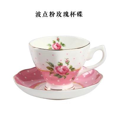 Elegant Black Floral Porcelain Tea Cup and Saucer Set - A Touch of Luxury for Special Occasions