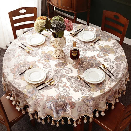 Elegant European Round Dining Table Cover for 1.8m to 2m Tables