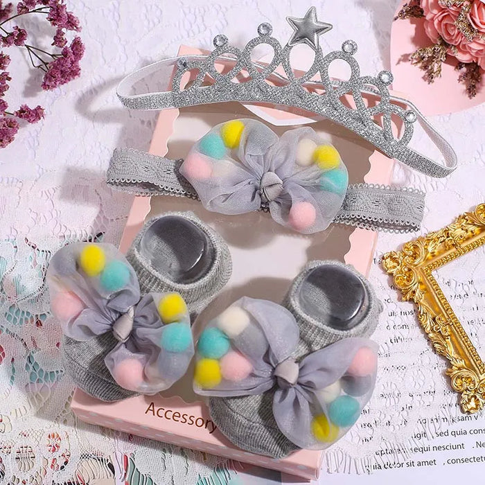 Sweet Polka Dot Baby Headband and Socks Bundle for Little Princesses