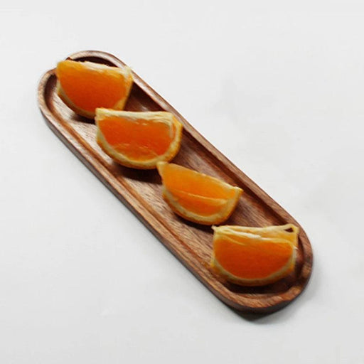 Rectangular Teak Acacia Serving Tray - Small Wooden Plate with Elegant Leaf Design for Snacks and Sushi