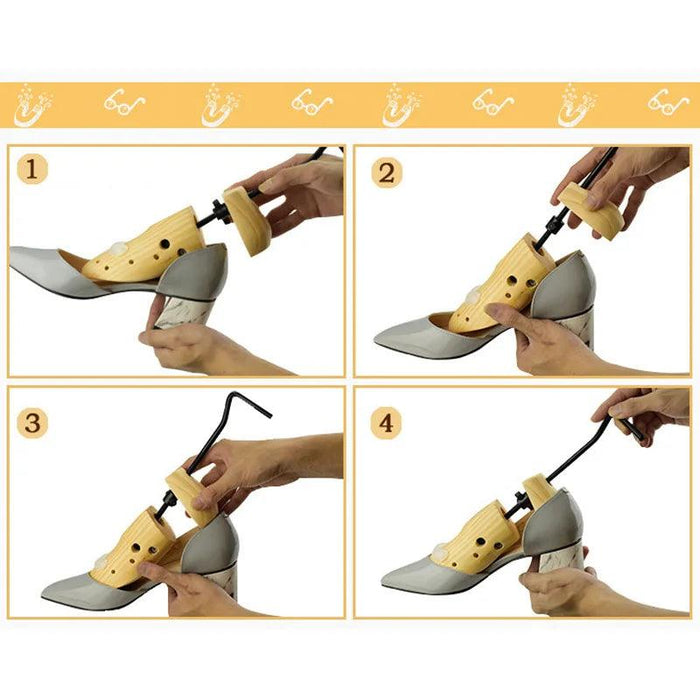 Adjustable Professional Wooden Shoe Stretcher for Comfortable Fit – Includes Pressure Relief Plugs for Boots and Pumps