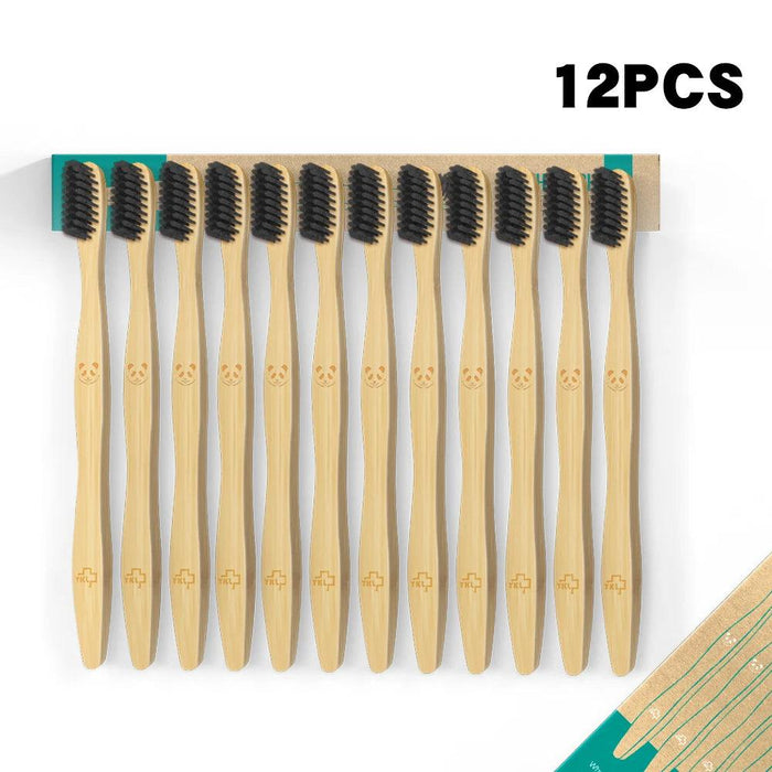 12 Pcs Charcoal Bamboo Toothbrushes Soft Eco-Friendly