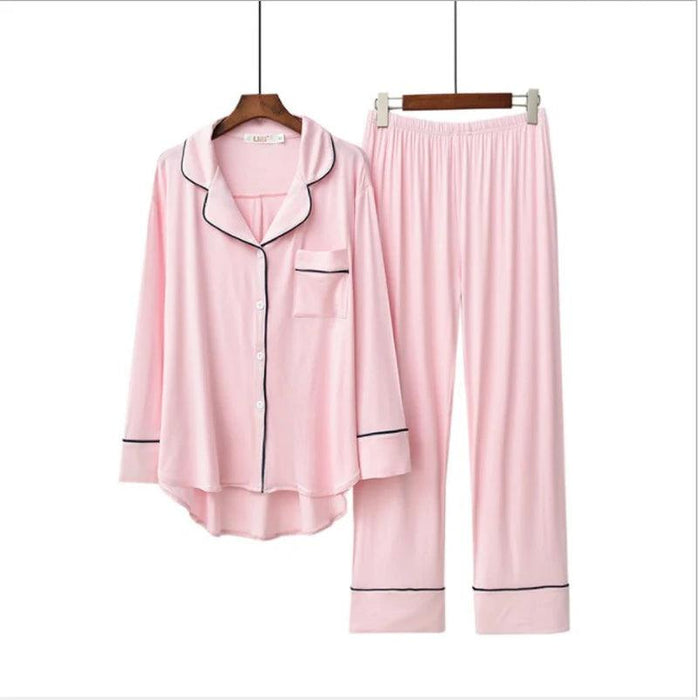 Korean Style 2PCS Long Sleeve Modal Pajama Sets for Women