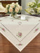 Elegant Rose Cross-Stitch Linen Table Runner Set - White/Champagne