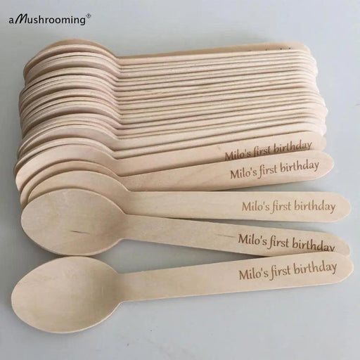 Customized 50-Piece Engraved Birch Wood Spoon Set for Special Occasions