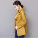 Sophisticated Korean Sheepskin Leather Blazer for Women - Trendy Mid-Length Fashion Coat