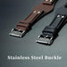 22mm Luxurious Black/Brown Riveted Leather Strap for Fossil Watches