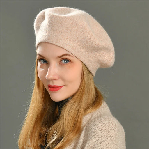 Stylish Cashmere Blend Women's Beret - Knitted Winter Hat for Fashionable Girls