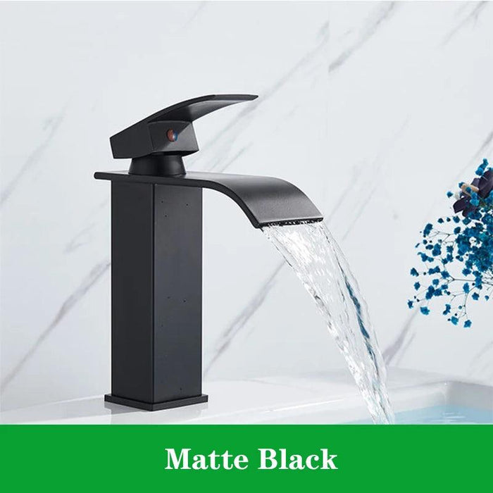 Modern Black Waterfall Faucet with Chrome Accents for Stylish Bathrooms