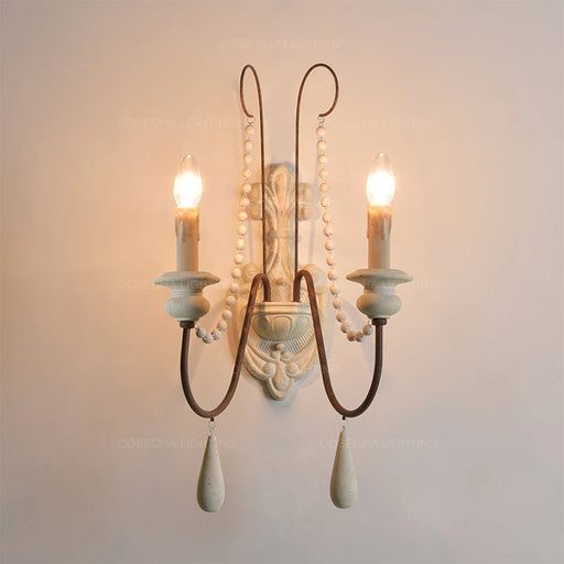 Elegant Vintage Nordic Wooden Chandelier with Grey Accents - Multiple Light Options