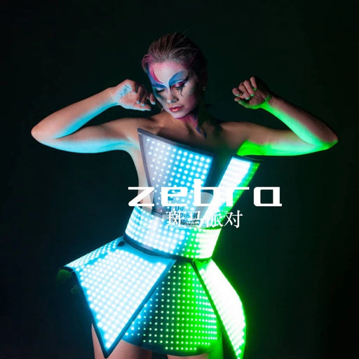 Interactive Illuminating Dance Dress - Personalized LED Fashion for Stunning Performances