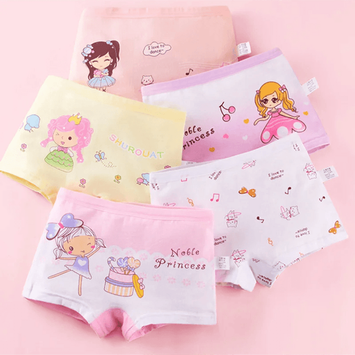 Adorable 5-Pack Cartoon Cotton Underwear Set for Toddler Girls Aged 2-10