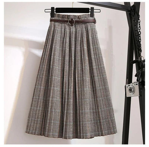 Timeless High-Waisted Plaid Maxi Skirt - Essential for Autumn-Winter