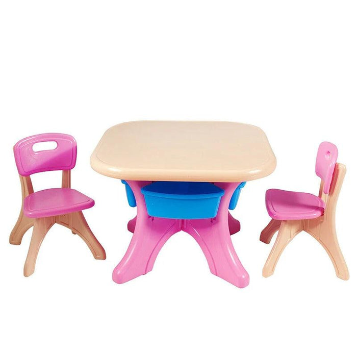 Kids' Creative Plastic Furniture Set with Storage Bins | Eco-Friendly Design | Fun and Durable Table and Chairs for Young Children