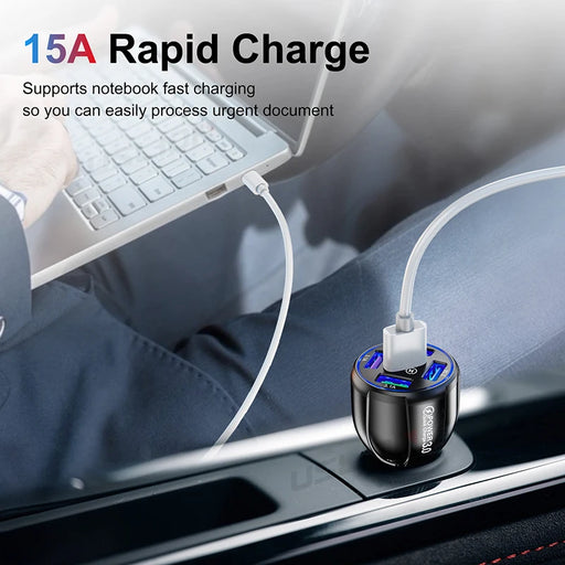 5-in-1 Fast Charging Car Charger for iPhone 12 and All Mobile Devices