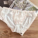 Charming Ruffled Satin Heart Print Panties for Women - Delightfully Cute Seamless Underwear