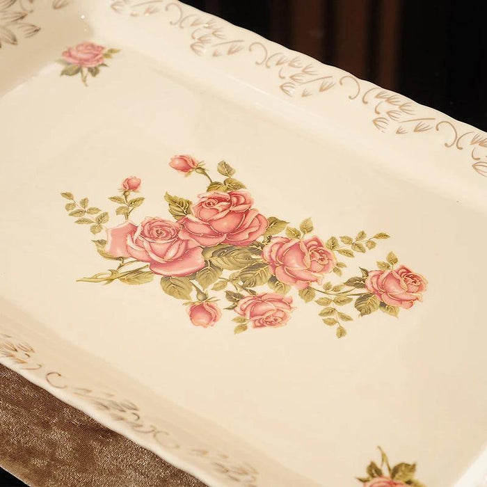 Yolife Elegant Porcelain Serving Tray with Golden Trim for Impressive Entertaining