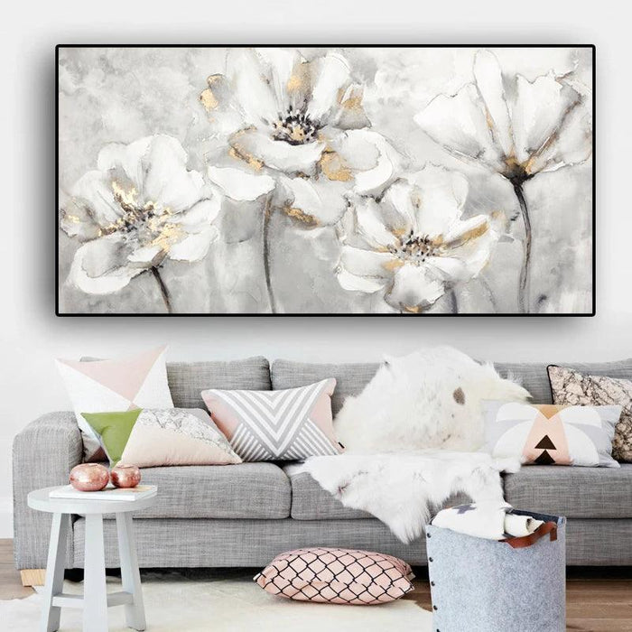 Sophisticated White Blossom Canvas Art for Elegant Home Decor