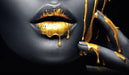 Stunning Golden Lips Canvas Art - Bold Tribute to Black Women for Chic Home Decor