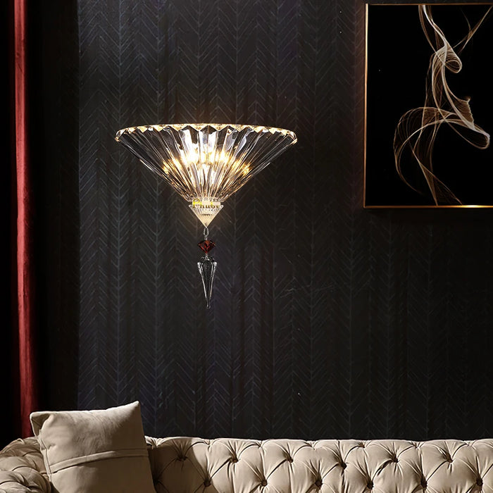 Radiant Crystal Wall Sconce with Reflective Front - A Versatile Lighting Fixture for Any Room