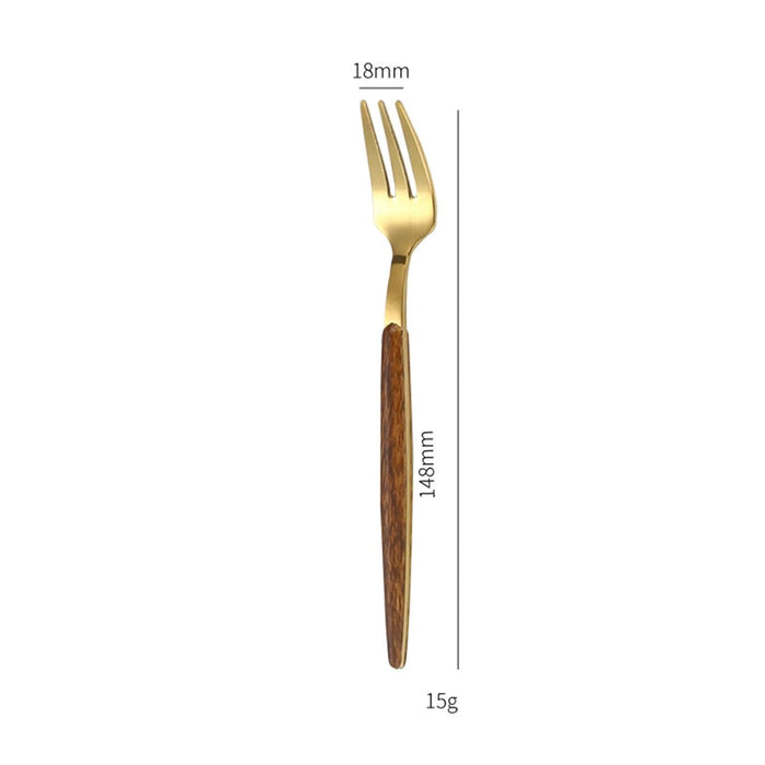 Luxurious Stainless Steel Cutlery Set with Elegant Wood Grain Handles