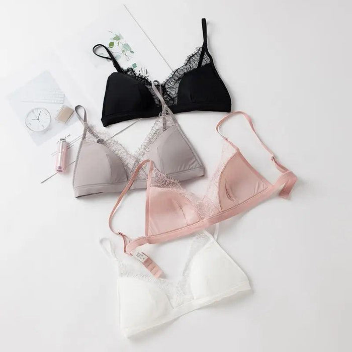 Silk Elegance: Eyelash Lace Rimless Lingerie Set in Natural Mulberry Silk