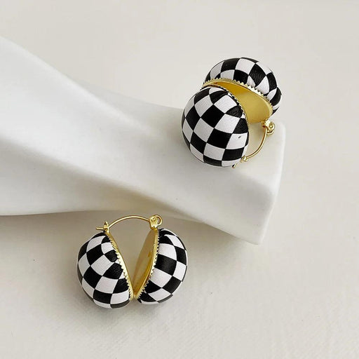 Elegant Monochrome Button Earrings - Korean Fashion-Inspired Jewelry