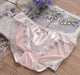 Charming Ruffled Satin Heart Print Panties for Women - Delightfully Cute Seamless Underwear