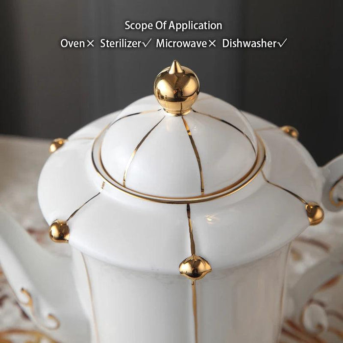 Elegant Royal Gold Pearl Bone China Tea & Coffee Set - Luxurious Collection for Exquisite Teatime