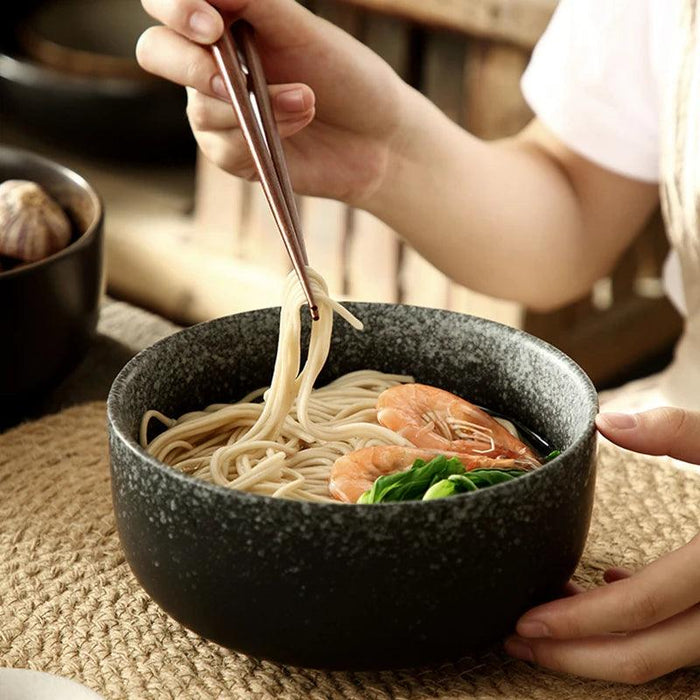 Chic Japanese Ceramic Noodle Bowl Set with Spoon and Chopsticks for Exquisite Dining Experience