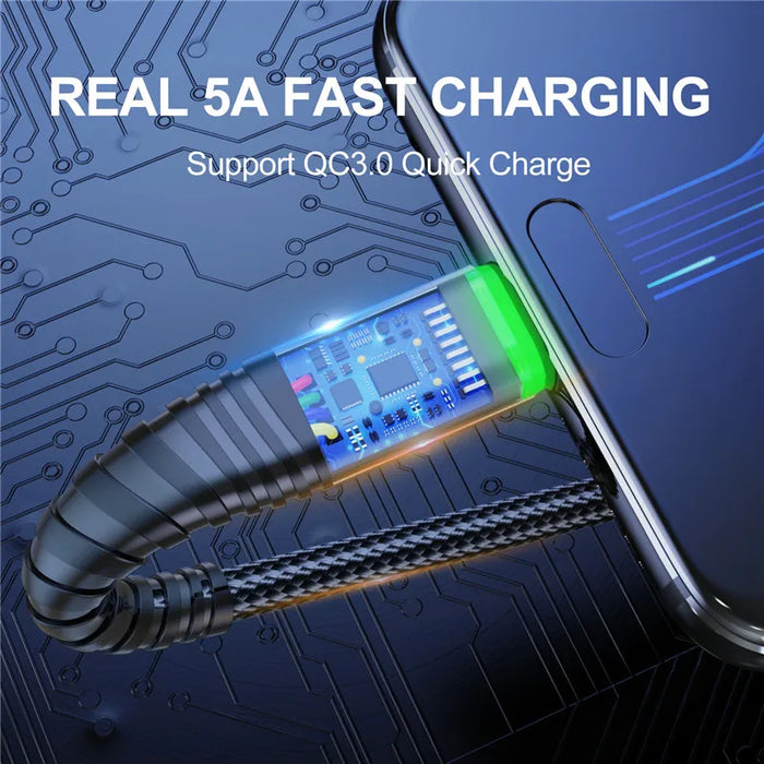 Ultra-Fast 5A LED Micro USB Charging Cable - Data Sync with Stylish Illumination