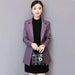 Sophisticated Korean Sheepskin Leather Blazer for Women - Trendy Mid-Length Fashion Coat