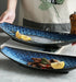 Ceramic Blue Fish Serving Tray - Elegant Centerpiece for Dining Excellence