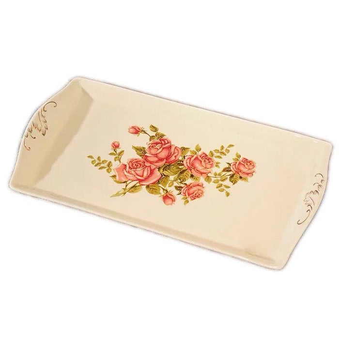 Yolife Elegant Porcelain Serving Tray with Golden Trim for Impressive Entertaining