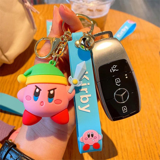 Cute Pink Kirby Keychain with Waddle Dee Doo Design - Perfect Gift for Kids and Anime Fans