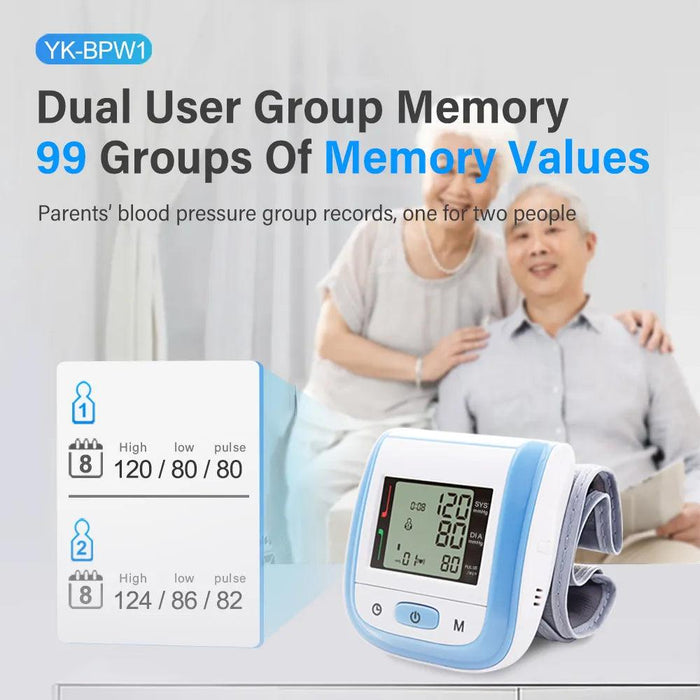 Portable Automatic Wrist Blood Pressure Monitor with Heart Rate Monitoring - Easy-to-Use Design