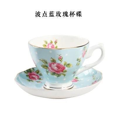 Elegant Black Floral Porcelain Tea Cup and Saucer Set - A Touch of Luxury for Special Occasions