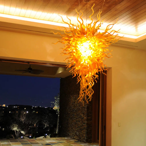 Golden Teardrop Glass Chandelier with LED Pendant Lights