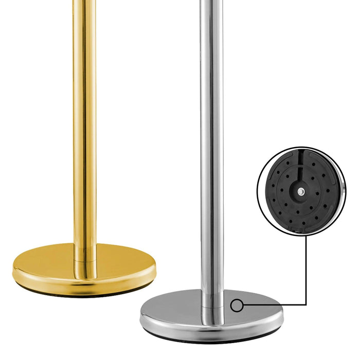 Elegant Gold Stainless Steel Stanchion Set with Red Velvet Rope & Secure Base for Event Management